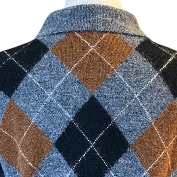 Rails Shae Wool Alpaca Argyle Cropped Sweater Polo Collar Preppy Dark Academia-M - Picture 9 of 12